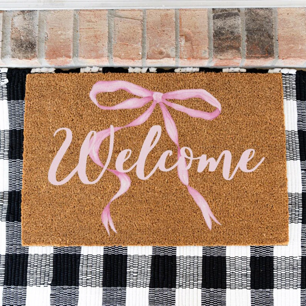 Cute Coquette Bow Doormat Outdoor Washable Mat Entryway Floor Carpet Non Slip Girly Dorm Room Decor Aesthetic Out Hallway Rug