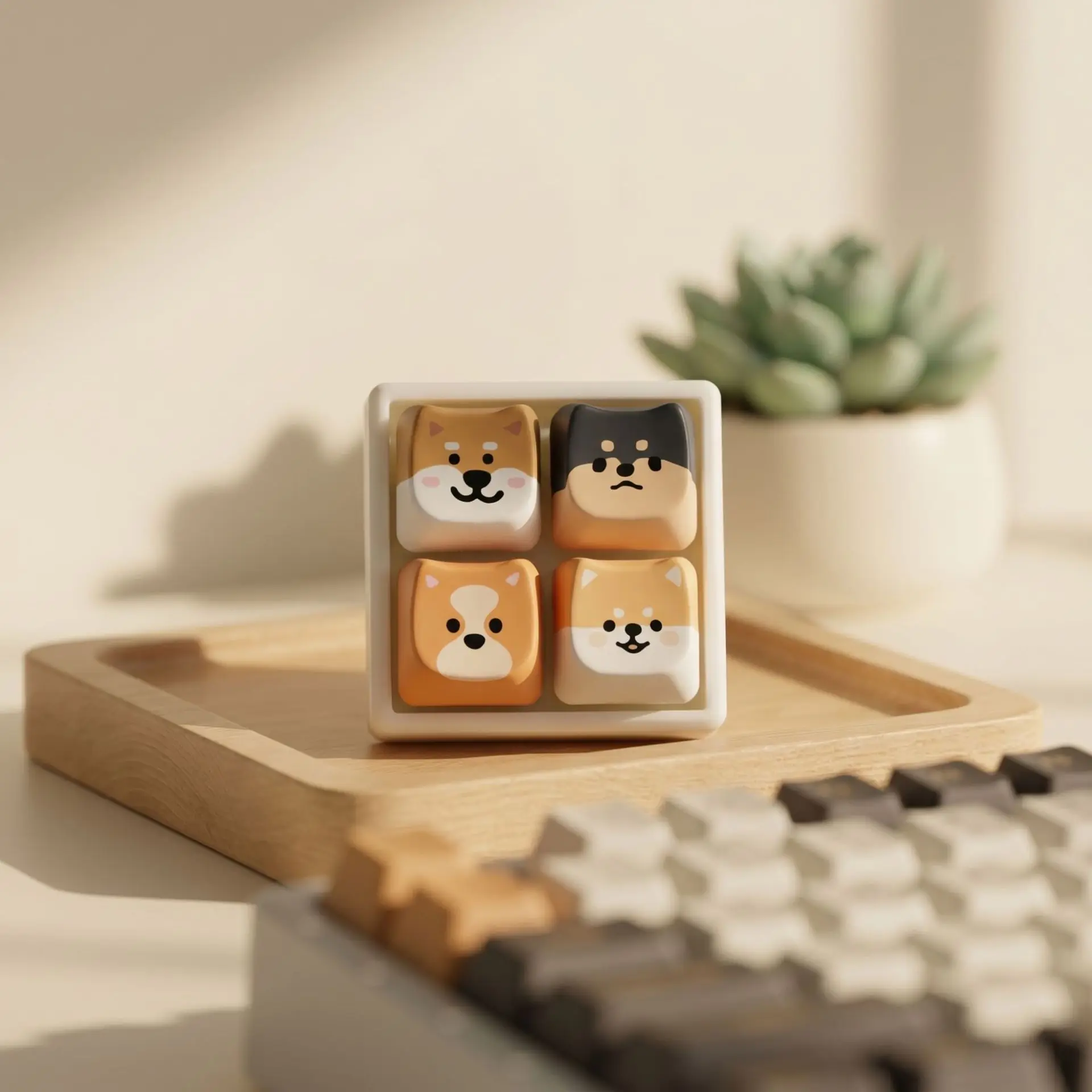 Shiba Inu Welpen Mechanische Tastatur Fidget Spinner 3D-Gedruckte Basis Abnehmbare Tastenkappen Stressabbau-Spielzeug Tragbarer Schlüsselanhänger Geschenke – Detail 8