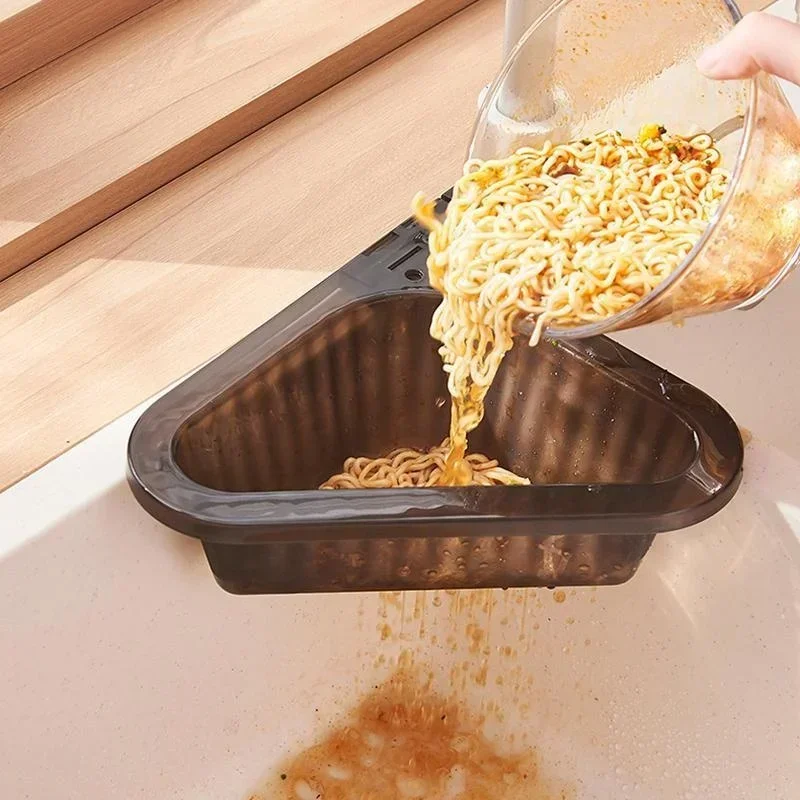 Mir de vidange triangulaire en PP pour évier de cuisine, fournitures simples, crépine de restes, fzproximity T1, porte-éponge pour fruits et légumes