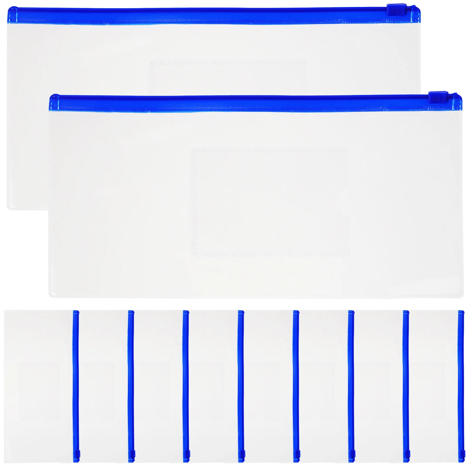 10Pcs Transparent Pencil Bag Zipper Design Large Capacity Clear Plastic Stationery Organizer for Pens Pencils Rulers Erasers