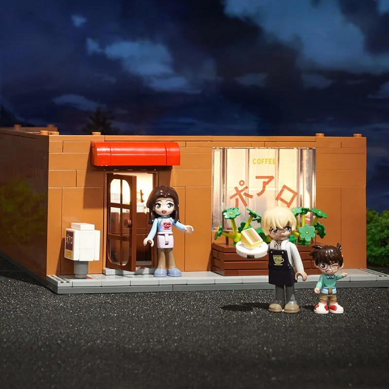 Keeppley Detective Conan Series Building Blocks Maori Detective Agency Assembling Models Shirakawa Coffee Shop Ornaments Toys