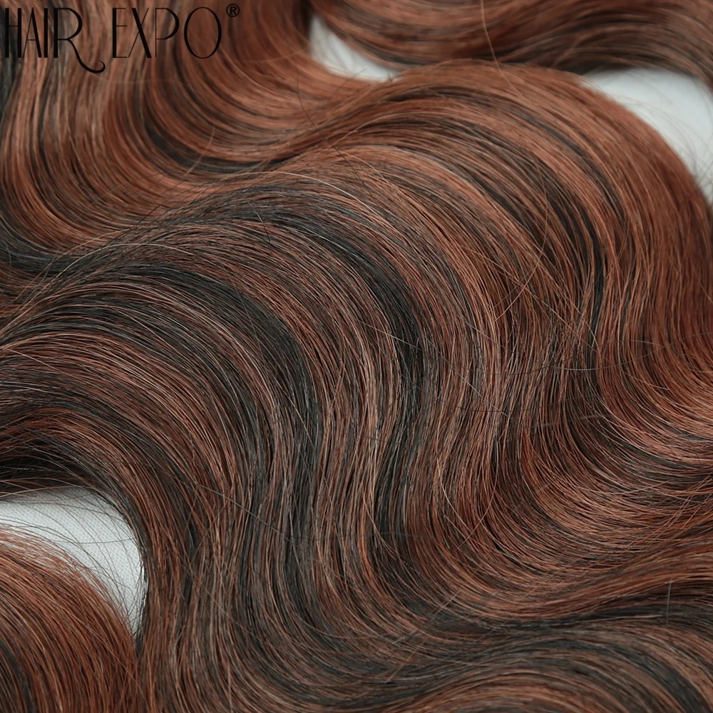 Body Wave Haarbündel 24 Zoll Piano Blonde Natürliche Synthetische Haarverlängerungen Ombre Dicker Pferdeschwanz Lockiges Haar zum Weben für Frauen – Detail 14