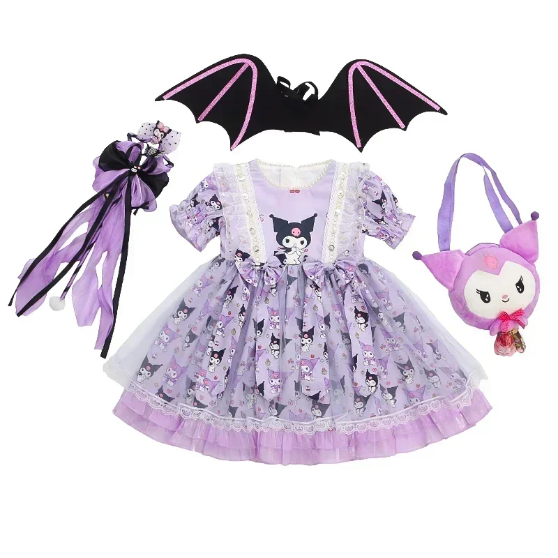 Robe de princesse de dessin animé pour enfants, Cosplay d'été pour filles, Anime Sanurgente Kuromi, Lolita Kawaii, cadeaux d'anniversaire pour enfants