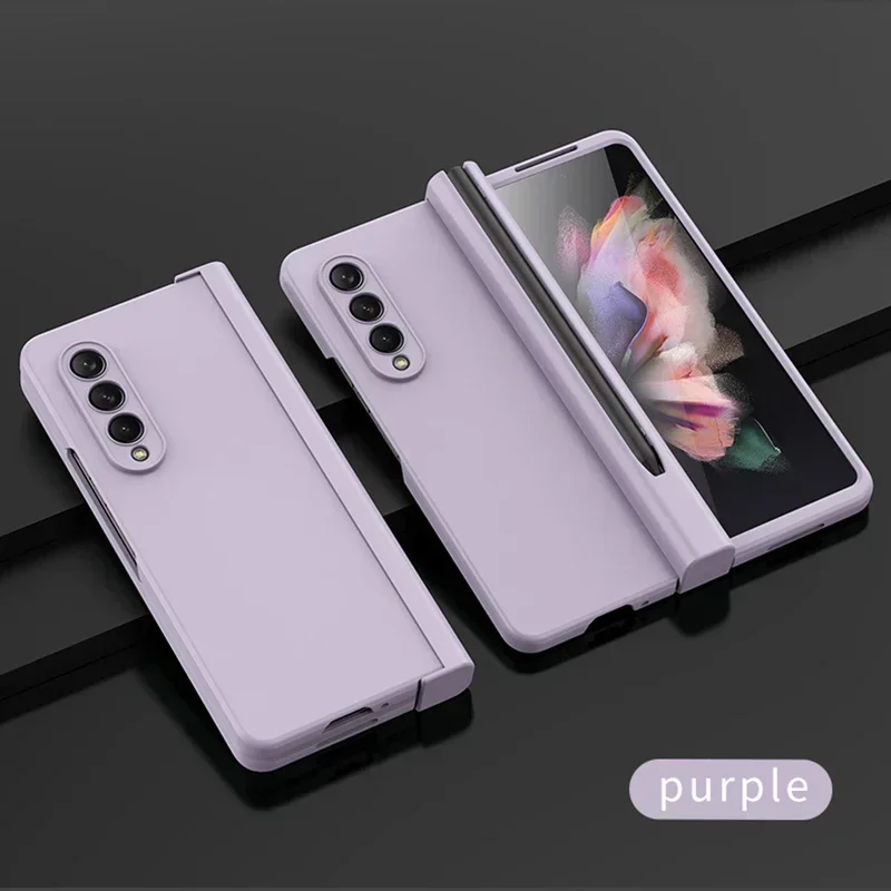 Capa de telefone para samsung galaxy z fold 6 5 4 3 5g com tela frontal caneta de vidro slot titular s caneta dobrável edição dobradiça capa de plástico