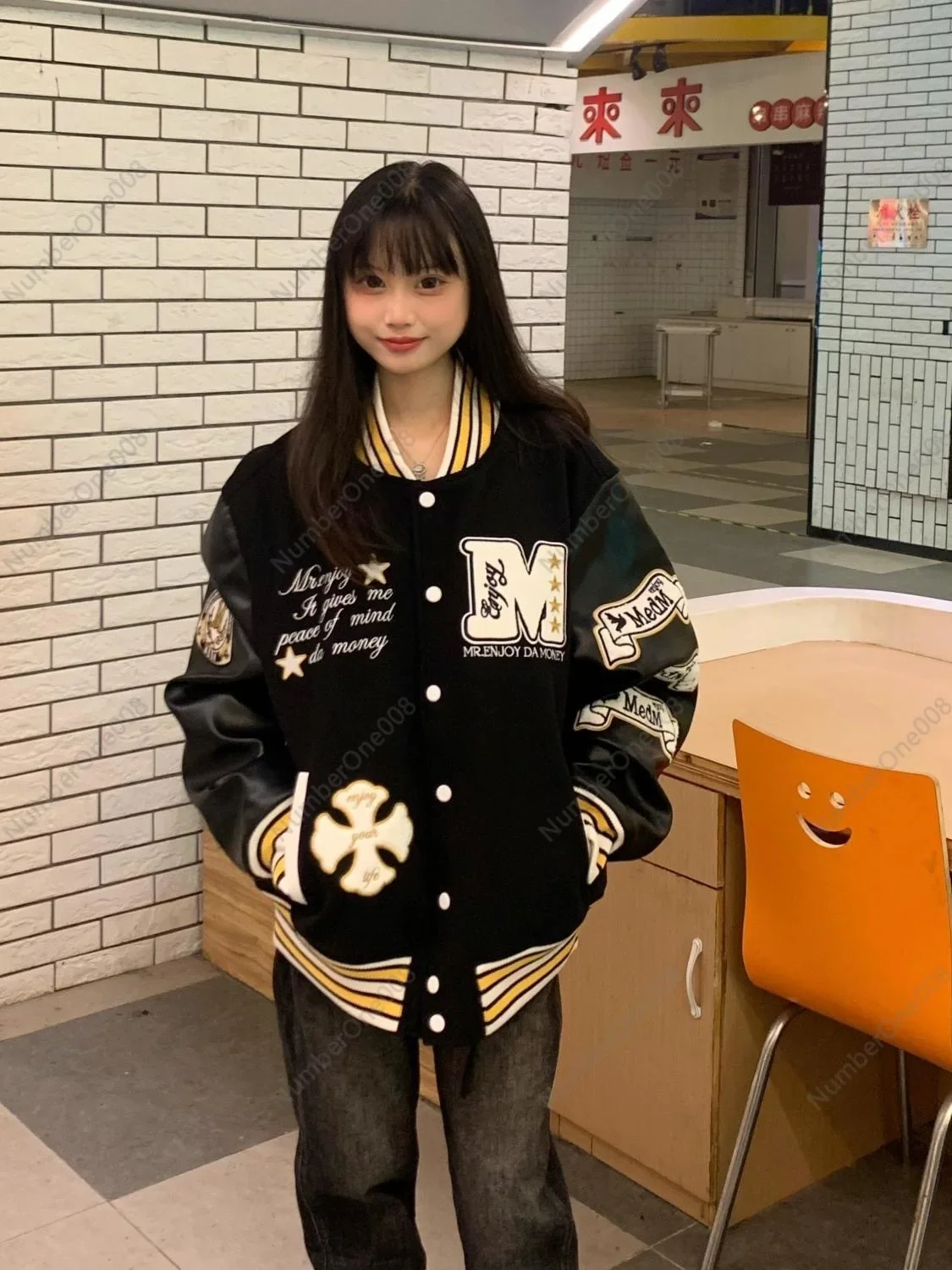 Embroidered Jacket Trendy Baseball Uniform Extra Large Size Men and Women The Same Style Couple Jacket Top Autumn and Winter