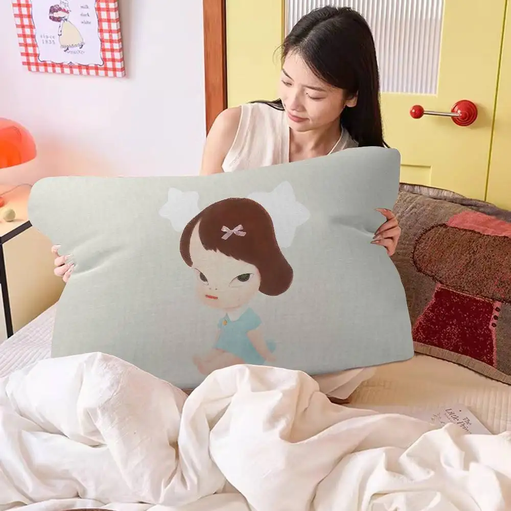 Y-YoshitomoS N-Nara CARTOON Quick-Dry Polyester Pillow Scarf - Moisture-Wicking & Breathable for Hot Sleepers