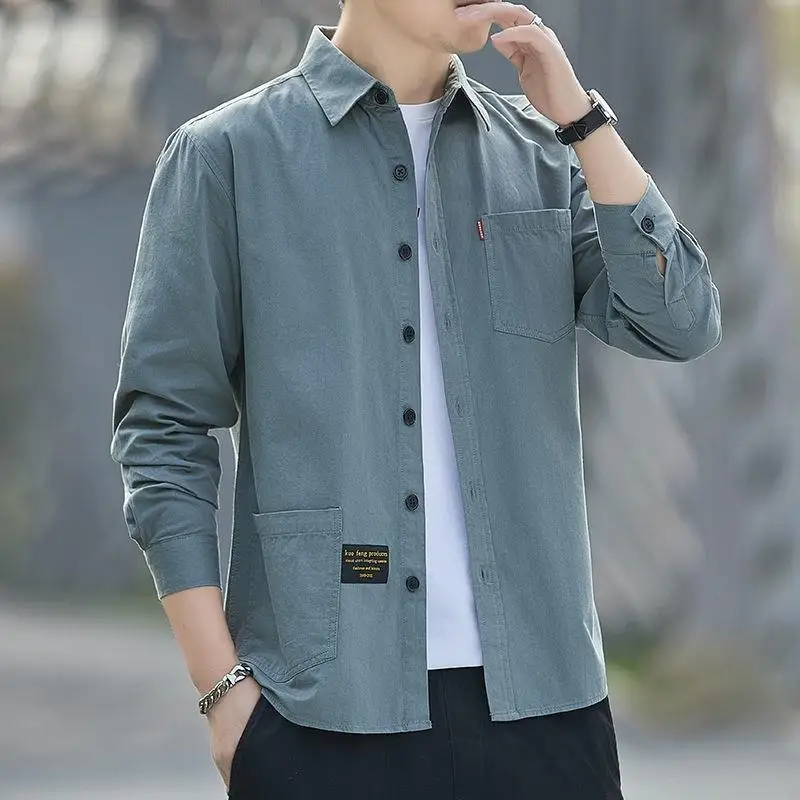 Loose Shirt Men's Long-sleeved Casual Tooling Shirt Spring and Autumn Coat Men's Clothing