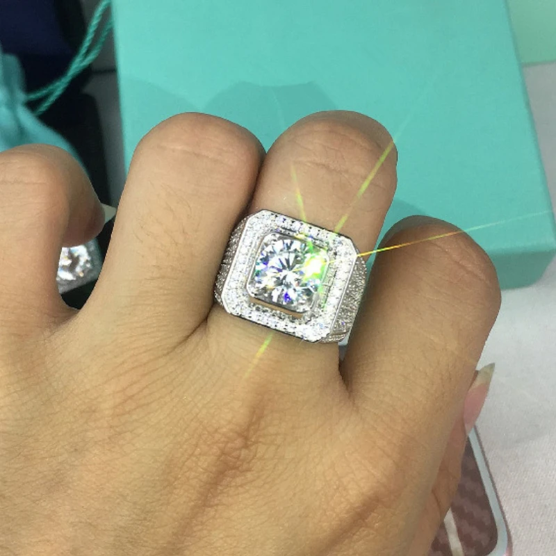 Unique Male 3ct Lab Diamond Ring 925 sterling silver Jewelry Engagement Wedding band Rings for men Luxury Party accessory 5