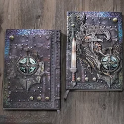 1Pcs Creative Retro 3D Warriors Relief A5 Notebook Journal Embossed Writing Notebook Handmade Leather Cover Diary Gift