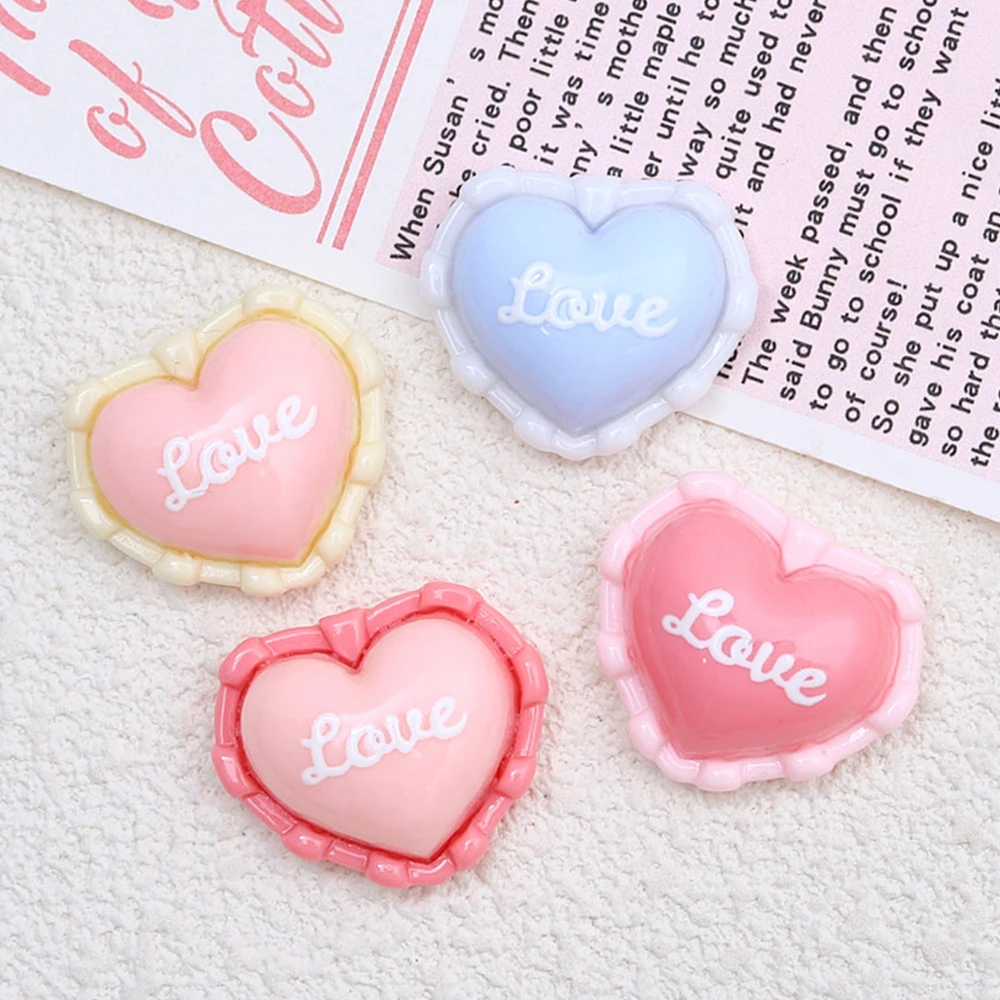 10PCS Shiny Lace Love Heart Series Resin Flatback Cabochons For Hairpin Scrapbooking DIY Jewelry Craft Decoration Accessories