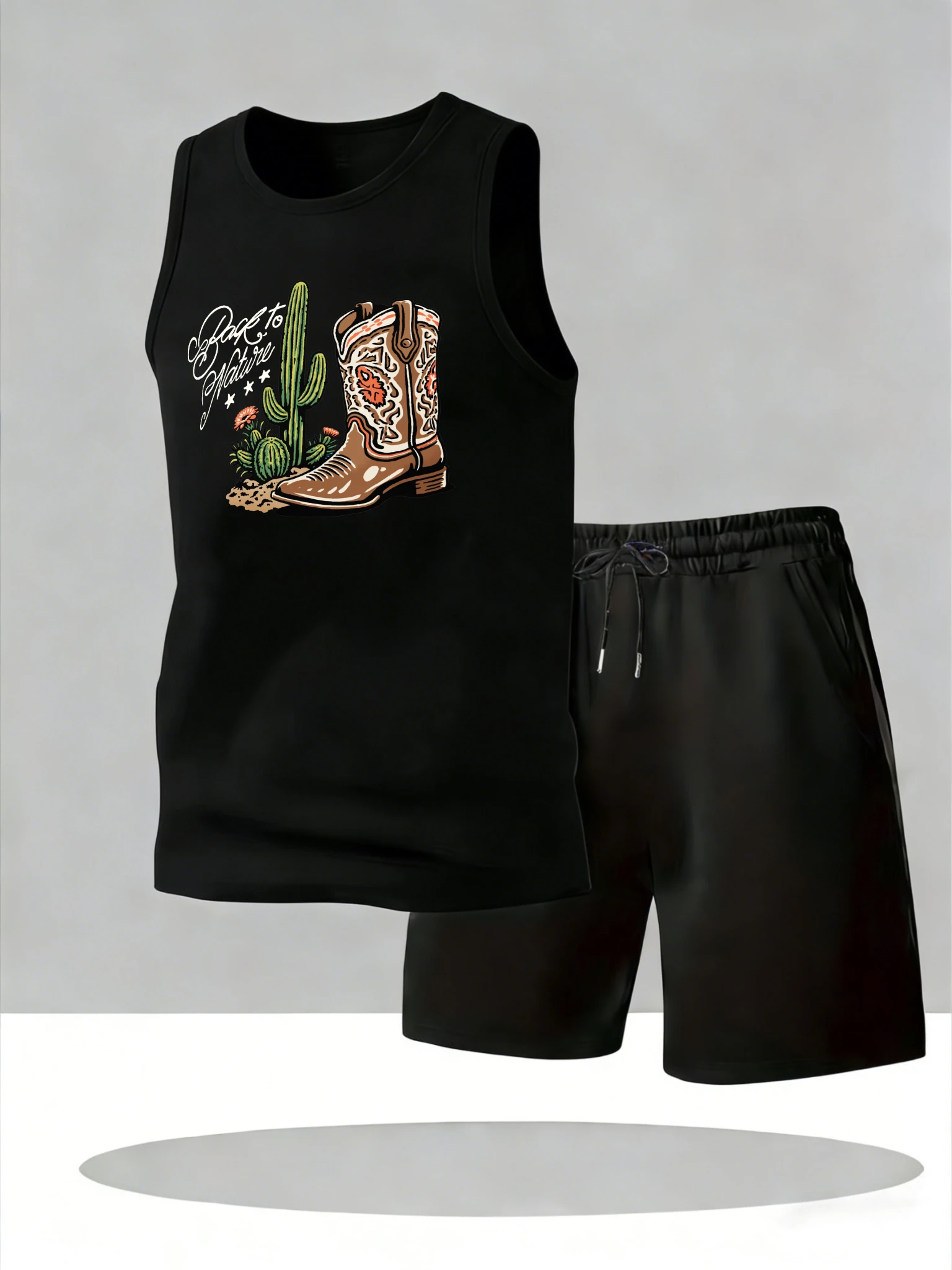 Men's Tank Top Sets 2026 Summer Quick drying Sportswear men's sports suit sports crewneck running oversize Breathable seaside