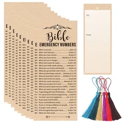 Bible Emergency Numbers Verse Cards&Bookmarks with Tassels - Inspirational Christian Scripture Cards,Writable,Matte Finish.