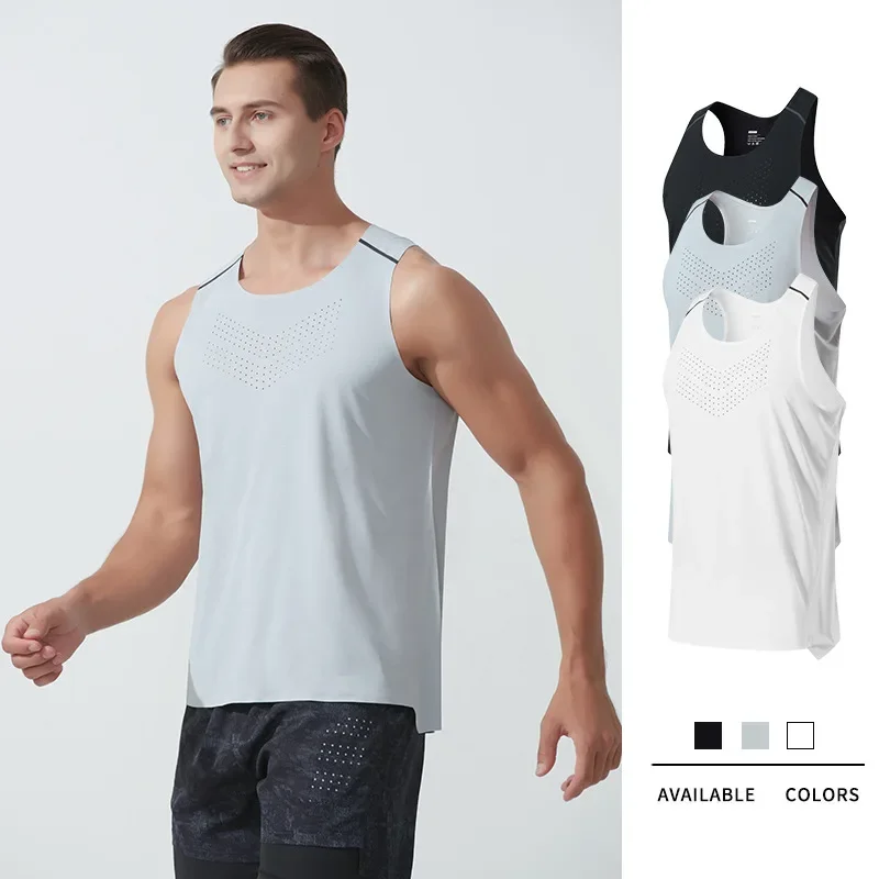 Men's Running Tank Top Men Mesh Sports Singlet Summer Marathon Bodybuilding Clothing Male Fitness Wear Sweatshirt Mens Gym Vest