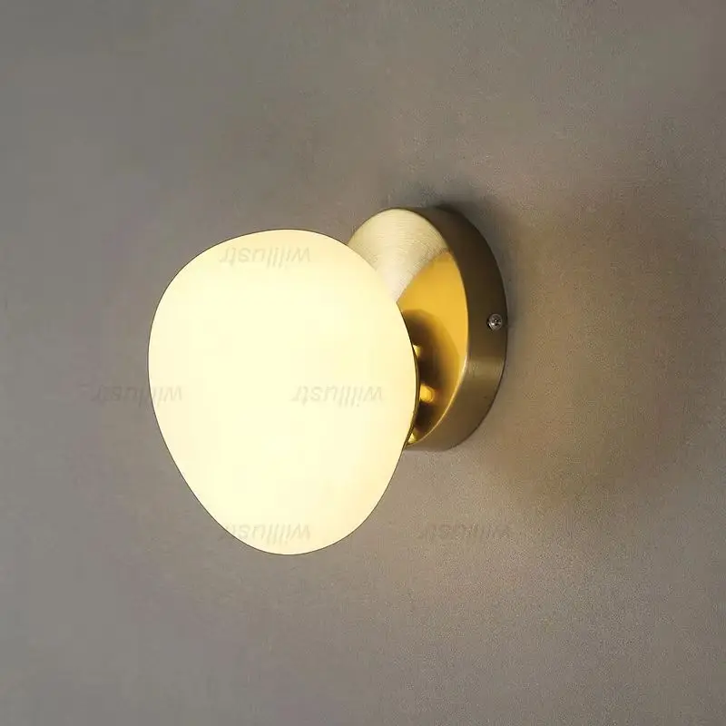 

Gold Metal Sconce Milk White Glass Wall Lamp Hotel Cafe Restaurant Dinning Bedroom Bar Aisle Luxury Creative Irregular Lighting