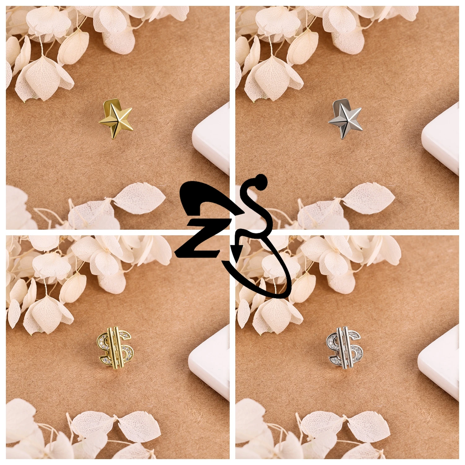 ZS 1 قطعة/مجموعة الهيب هوب مجوفة مطلية بالذهب Grillz الأسنان الديكور شكل قلب الزركون الأسنان كليب مجوهرات عالية البولندية غطاء الأسنان #5