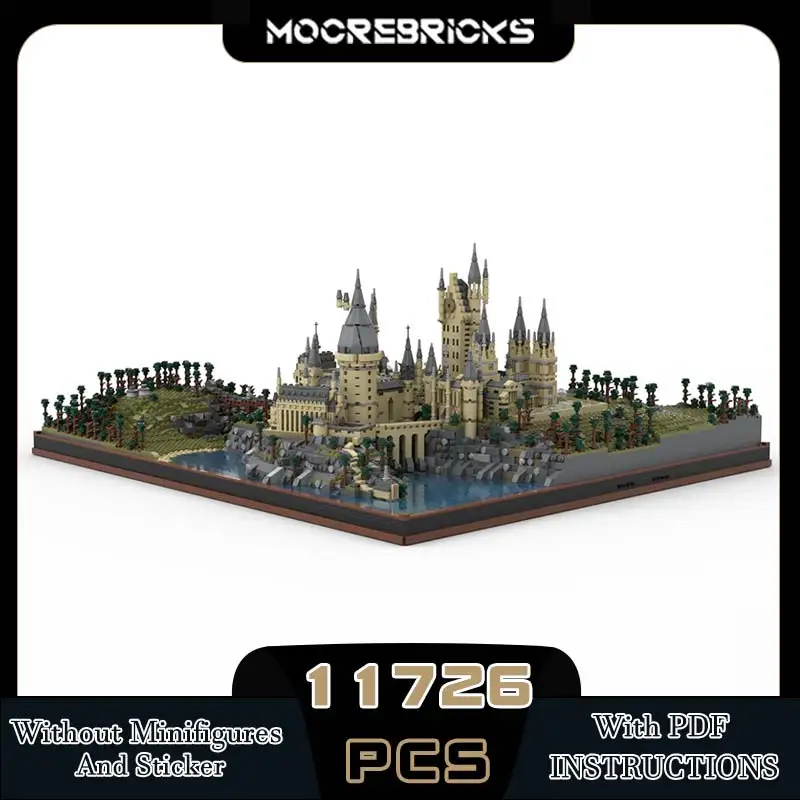 Moc clássico castelo medieval arquitetura fortaleza vista de rua bloco de construção modelo montagem originalidade tijolos quebra-cabeça brinquedos presentes