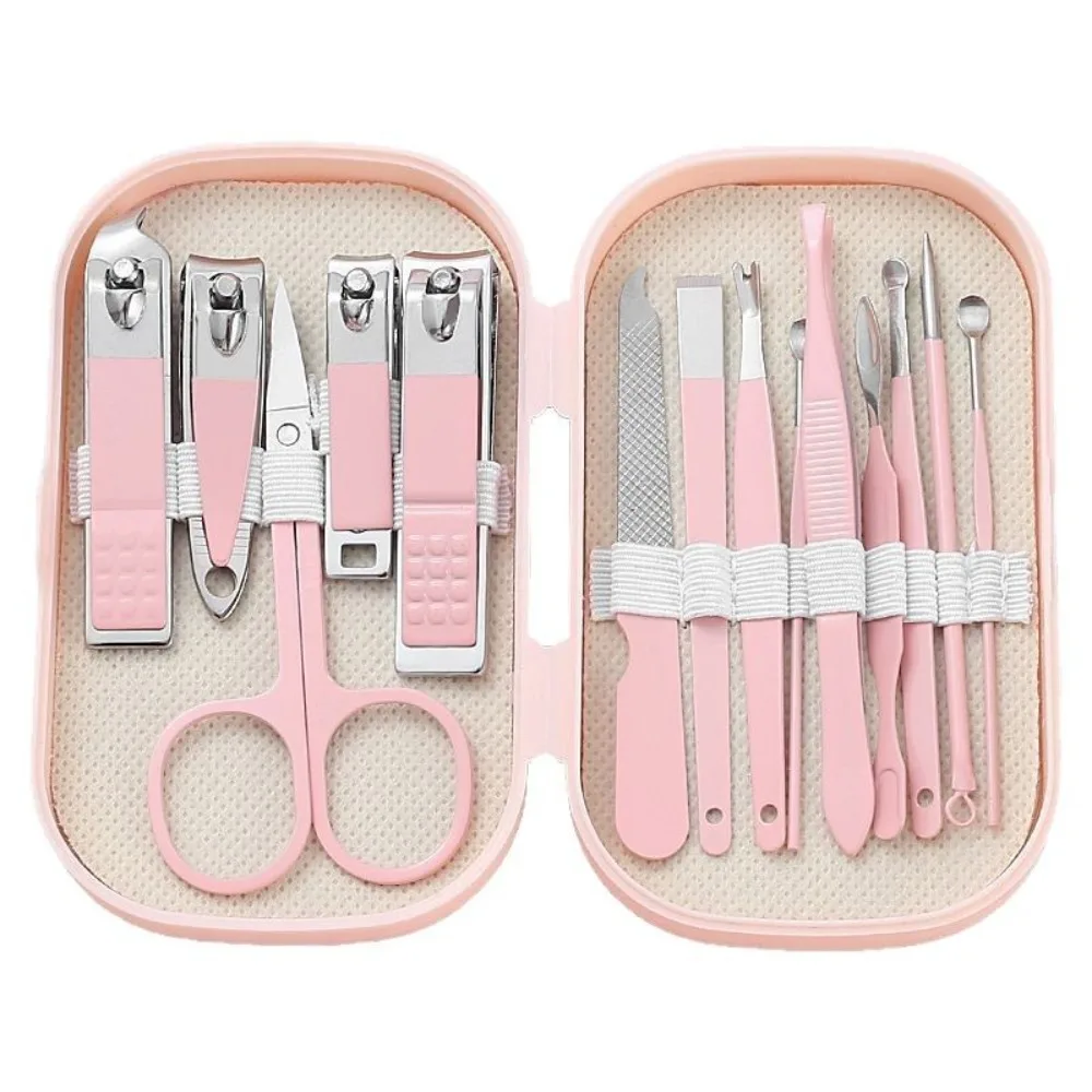 14 Piece Deluxe Nail Clippers Stainless Steel Toenail Cutter Nail Scissors Clippers Portable Manicure Tools Ear Digging Spoon