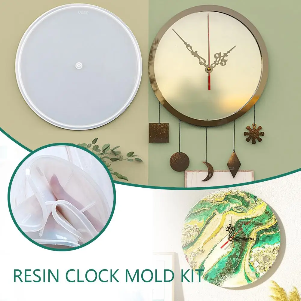 Large Round Clock Resina Epoxy Transparente DIY Molds Manualidades Wall Hanging Room Decor Silicon Ornaments Home D8V2