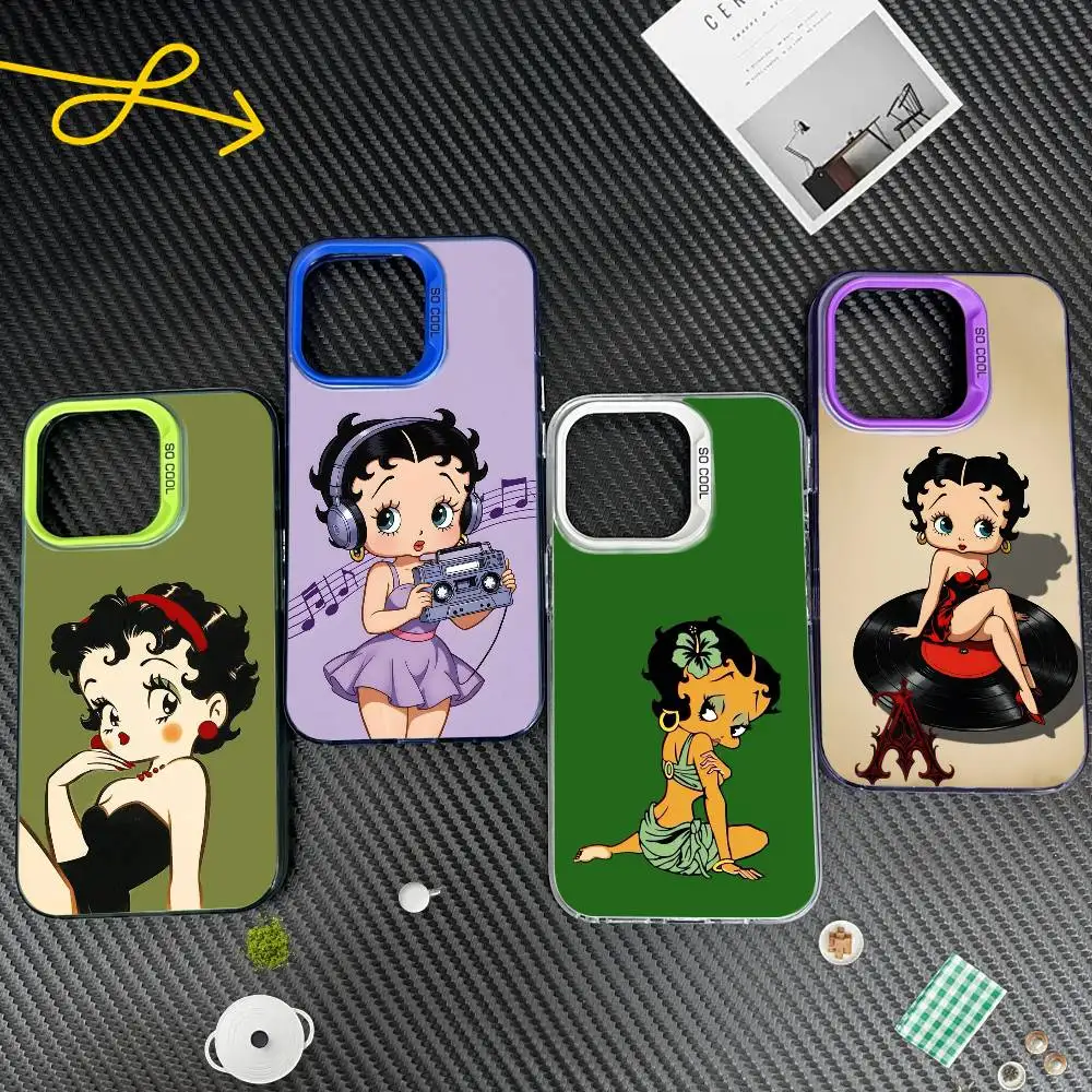 

Cartoon B-Betty HOT B-Boop Phone Case For iPhone 17,16,15,14,13,12,Pro MAX Black Matte Shockproof Cover
