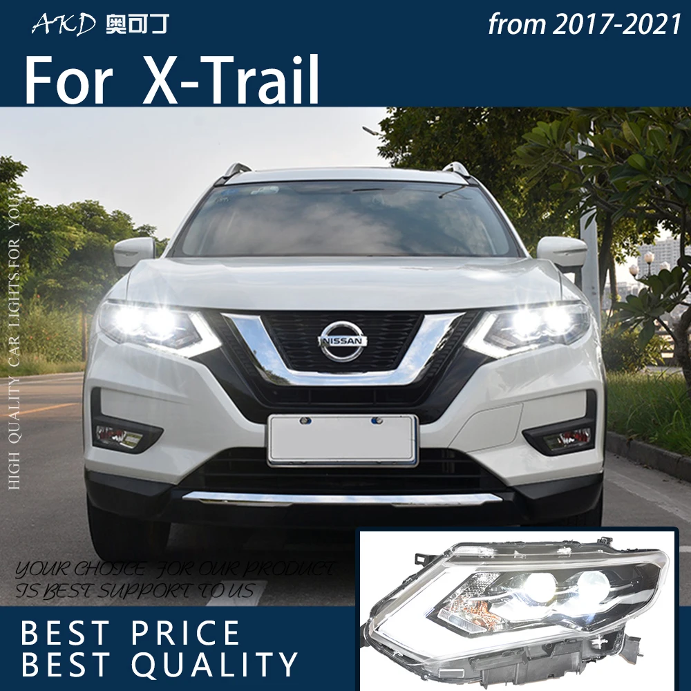 Car Lights For X-Trail Xtrail 2017-2021 LED Auto Headlight Assembly Upgrade High Configuration DRL Dynamic Lamp Accessories