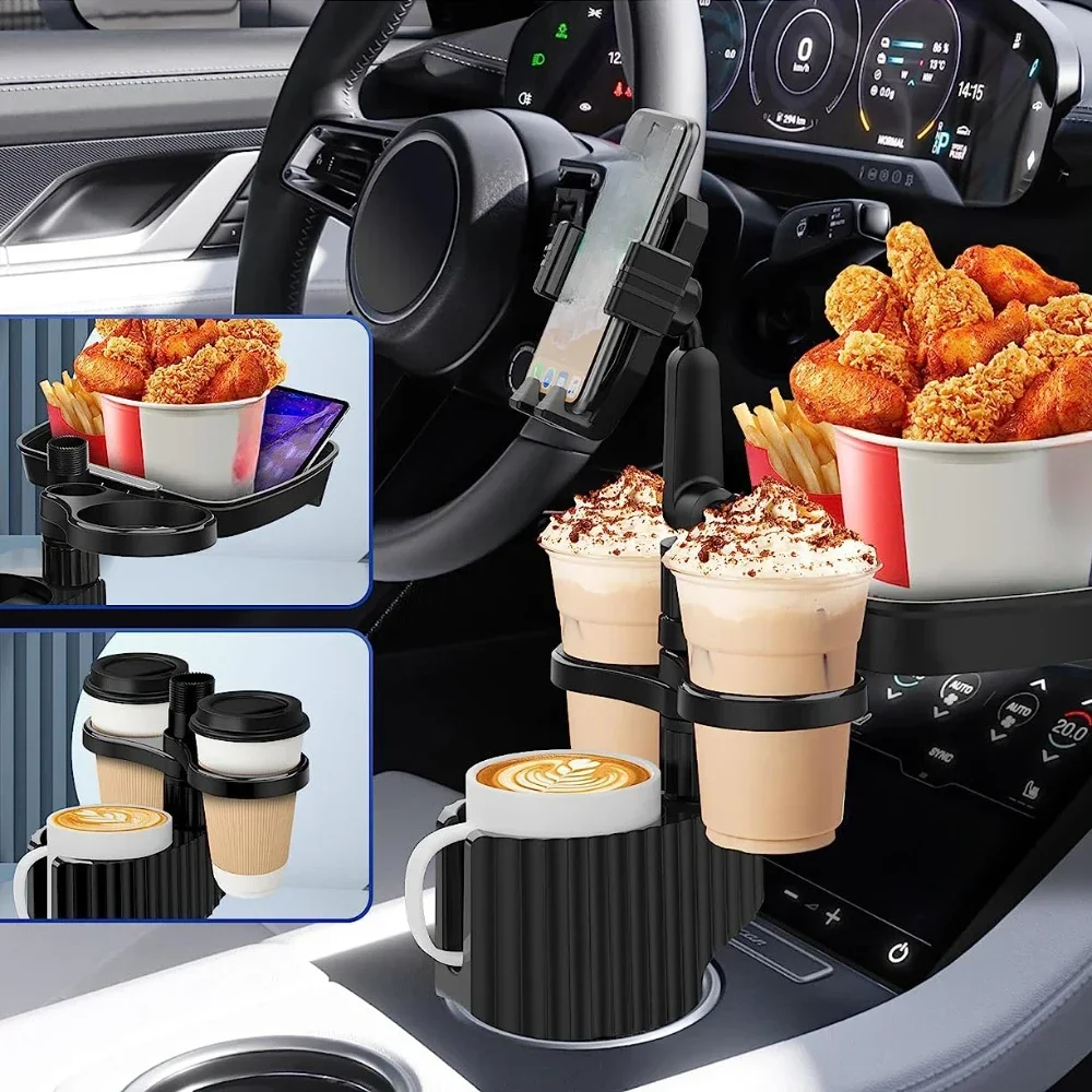 

360 Degree Rotation Cup Holder Convenient Instant Noodle Storage Holders Zero Food Tray Adjustable Drink Holder Car Accessory