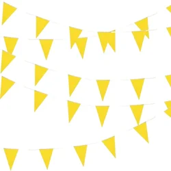 Yellow plastic Pennant Banner Bunting Solid Triangle Flags String for Festival Wedding Birthday Anniversary Party - 33 Feet