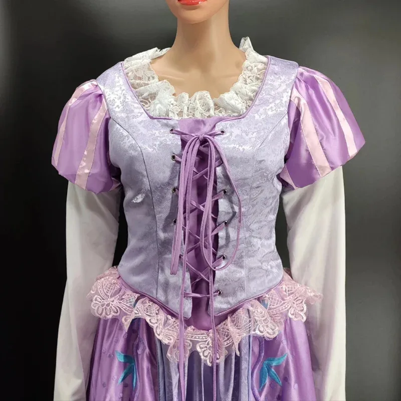 فيلم الأميرة رابونزيل تأثيري حلي يتوهم هالوين كرنفال حزب ثوب الكبار النساء فستان أرجواني KH2294