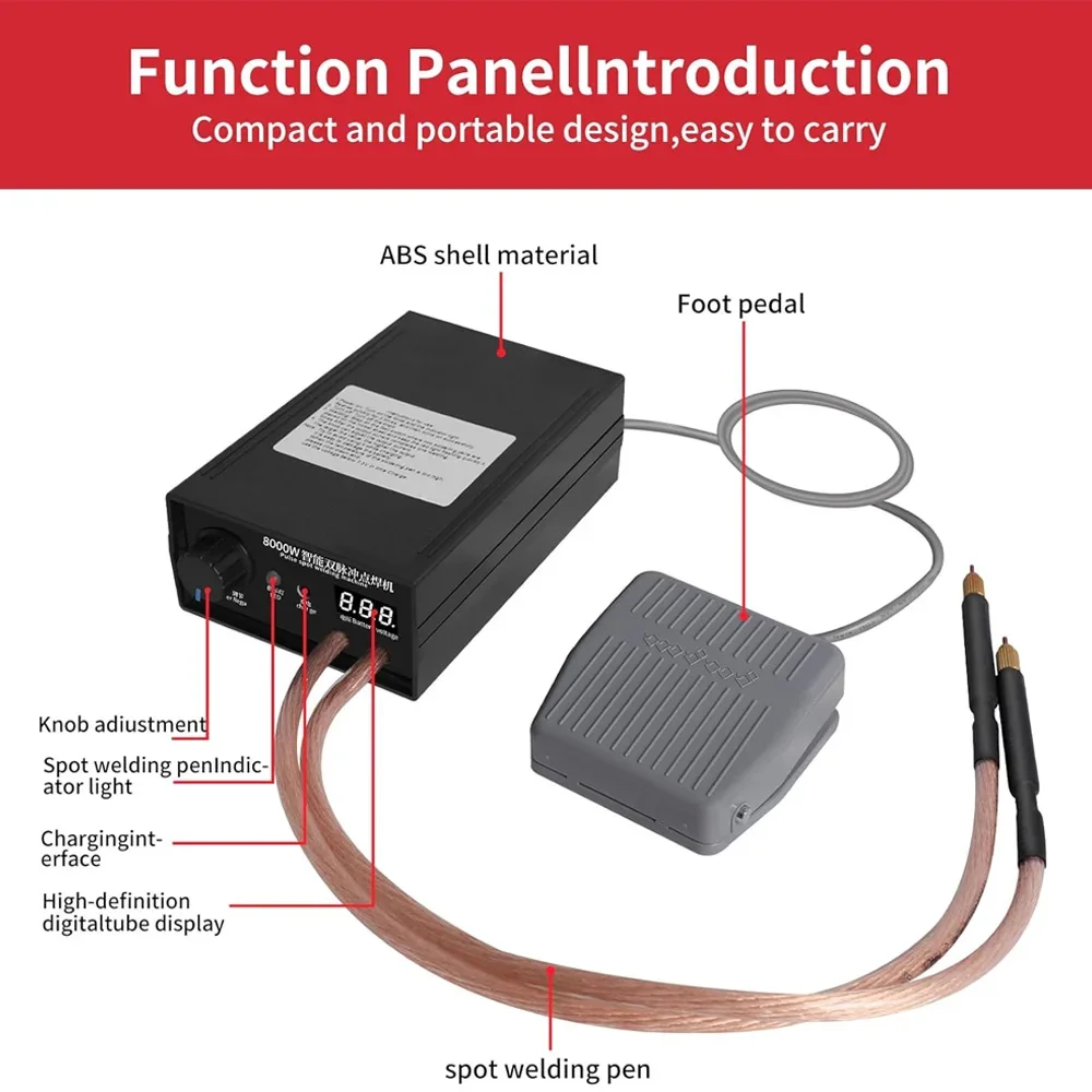 8000W Mini Spot Welder Kit DIY Automat 18650 Battery Spot Welding Portable Spot Welding Machine Pen for 0.15MM Nickel Strip