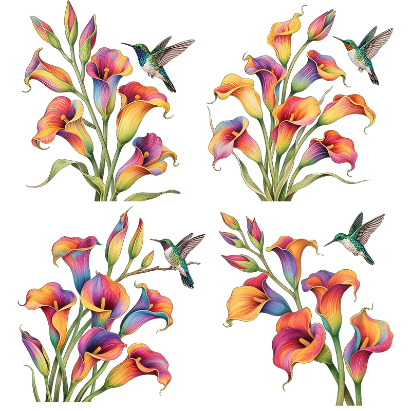 Three Ratels CFN77 Elegant colorful horseshoe lotus flower wall stickers for home decoration
