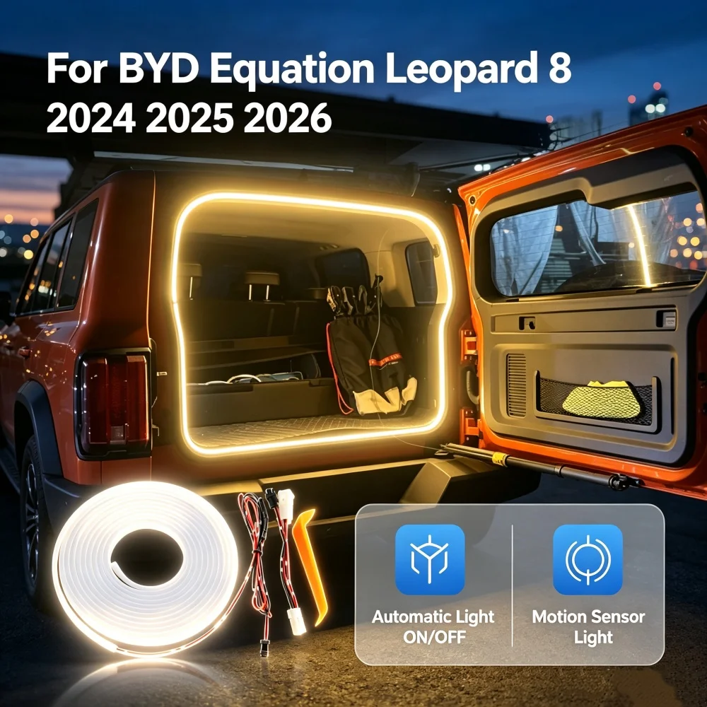 For BYD Equation Leopard 8 2024 2025 2026 Car Rear Trunk LED Atmosphere Light Bar White Warm White Interior Modification Lamp