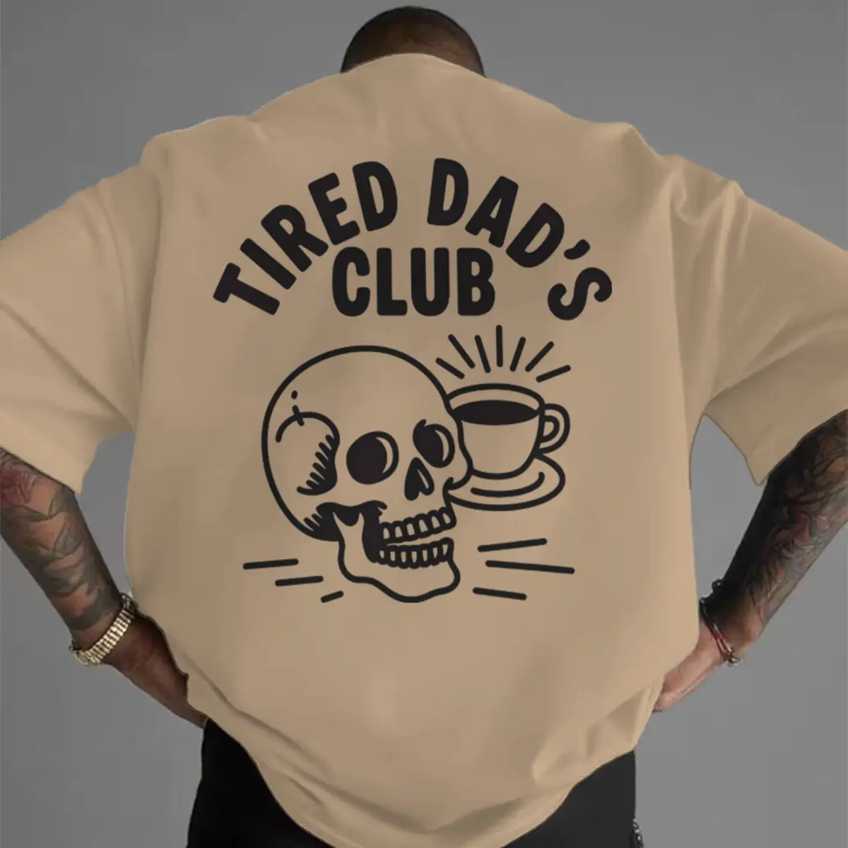 M-6XL Summer Men's Clothing Tired Dad Club Print TShirt Breathable Streetwear Oversized Loose Casual T-Shirts Comfortable Top