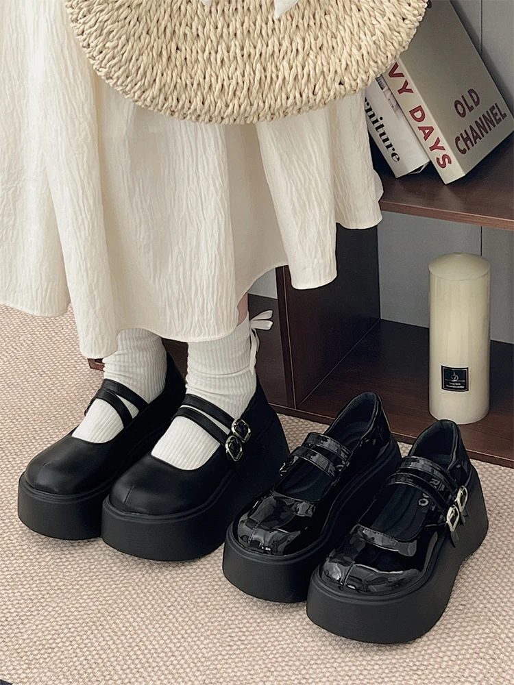 

Женская платформа Mary Jane oes Thi Bot на плоской подошве без шнуровки, летняя мода, корейская нескользящая резиновая подошва с круглым носком