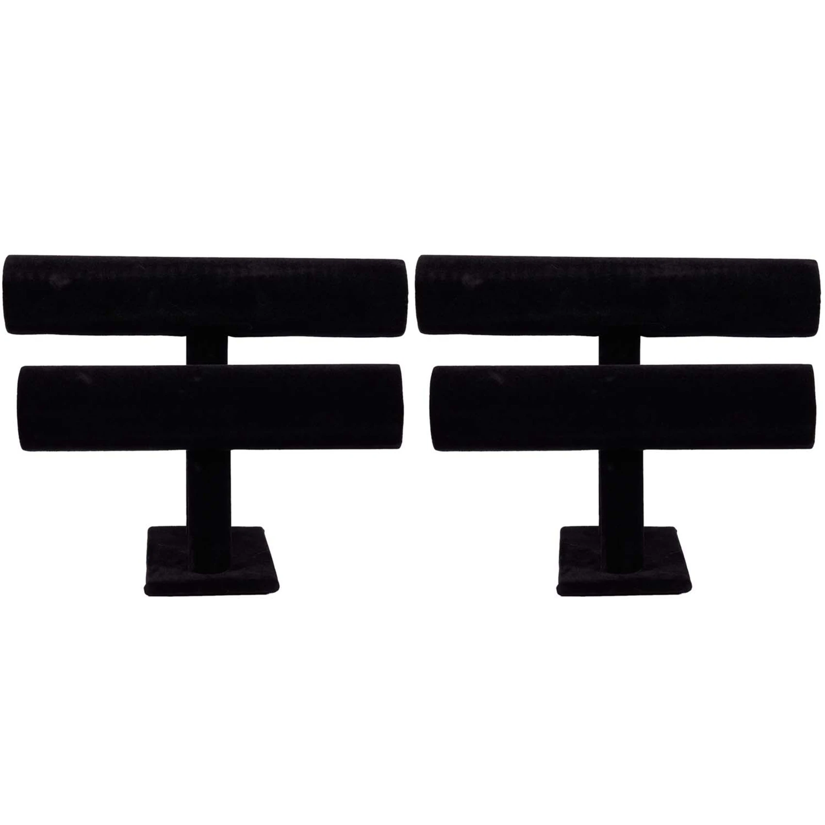 【HOME-TOOLS!】2X 2-Tier Bangle Bracelet Display Holder T-Bar Stand Black