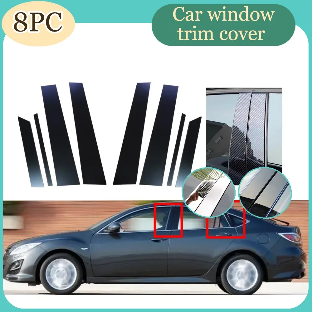 

Glossy Black Silver Carbon Pillar Posts Fit For Mazda 6 GH1 Liftback 2009 2010 2011 2012 2013 Window Trim Door Side Cover