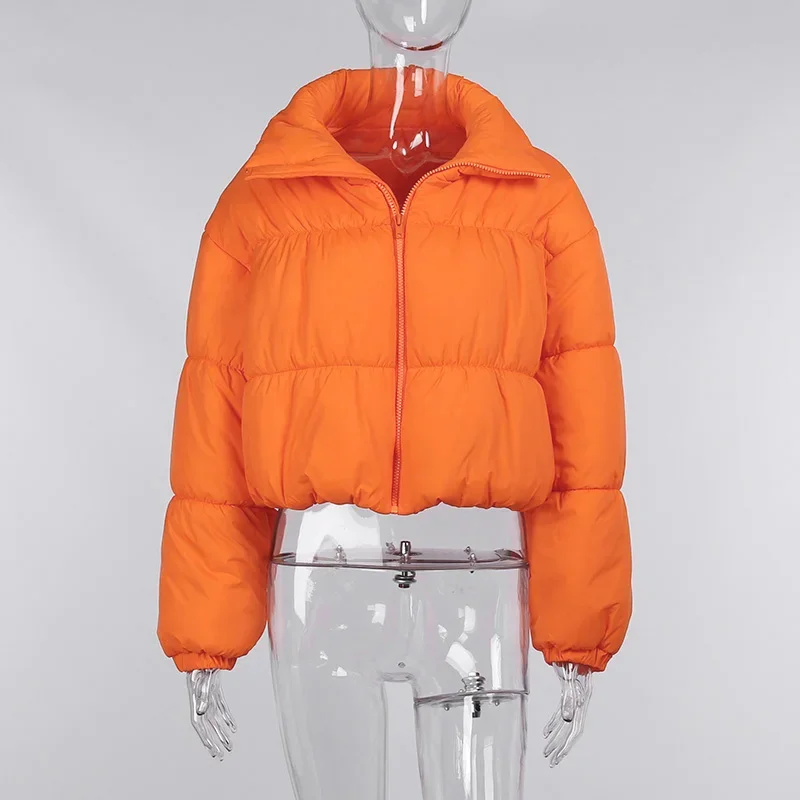 Herbst Winter Puffer Jacken feste Frauen Baumwoll jacke warm verdicken Stehkragen schwarz braun Daunen Parka Frauen Parkas Mäntel