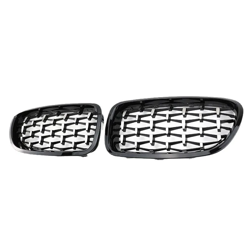 For BMW 5 Series F10 F18 2010-2017 Half Silver Star Sky Front Mesh Grille Glossy Black Frame Silver Dot Aftermarket