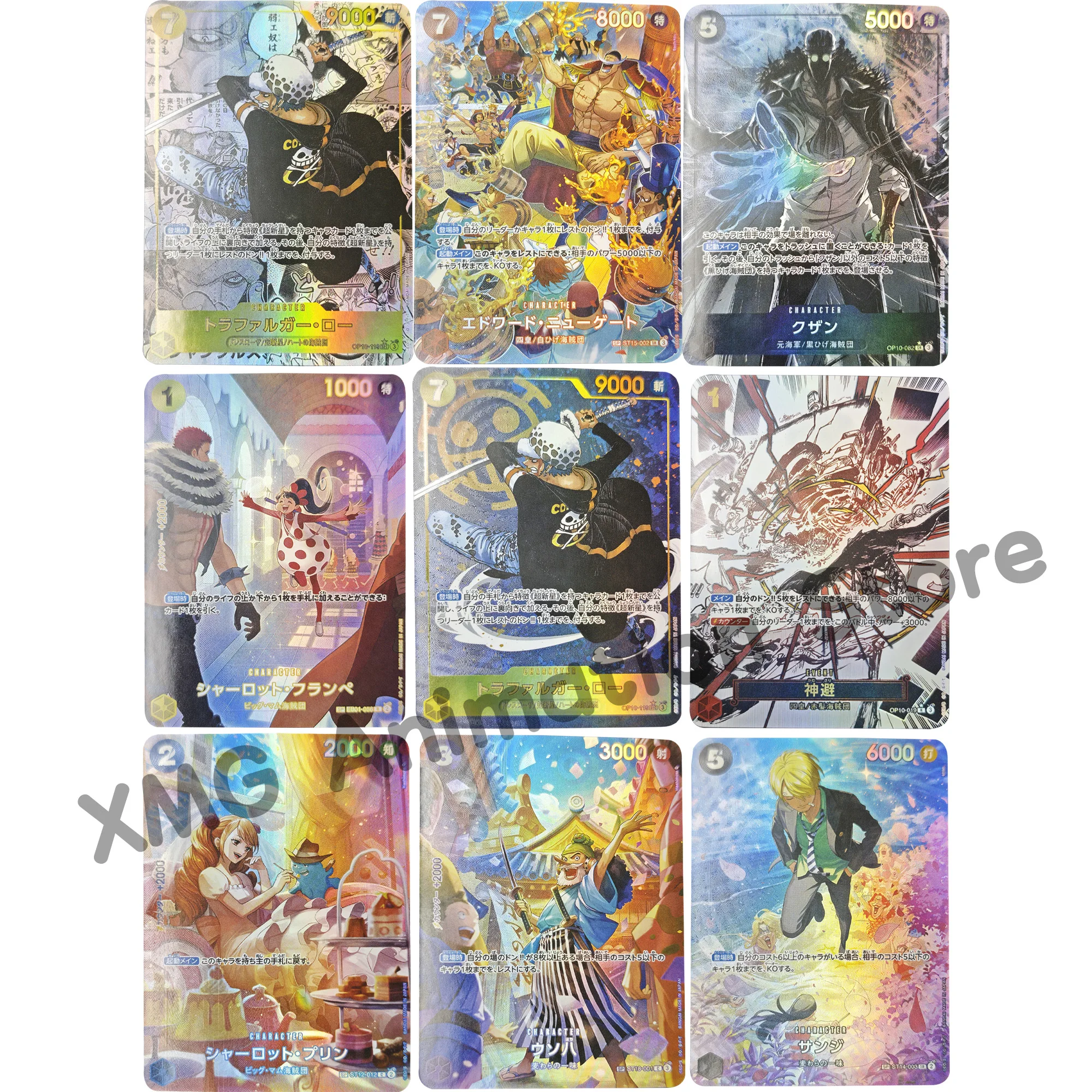 9 unids/set DIY tarjeta de colección de una pieza Anime Self Made Law Sanji Royal Blood Op-10 OPCG tarjeta de colección de juegos