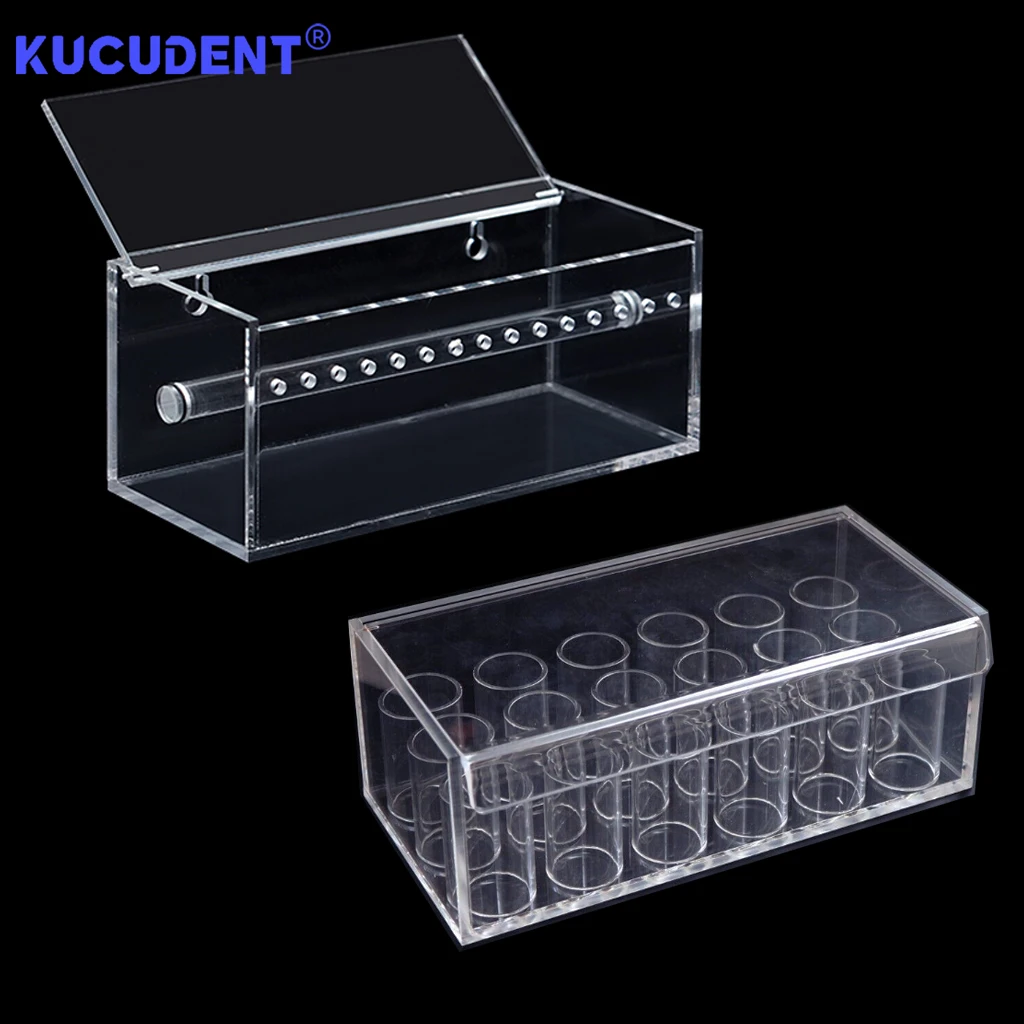 KUCUDENTDental ligature Tie Box Arcylic 18Holes Orthodontic Ligature Tie Placer Holder Transparent Place Storage Box Dental Tool