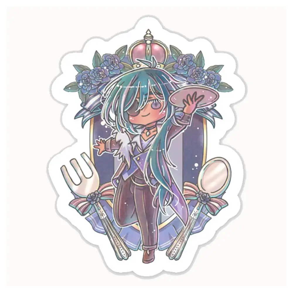 Genshin Impact Kaeya Butler Cafe Chibi Waterproof Stickers For Decorating Car Windows Motorcycles And Computers.