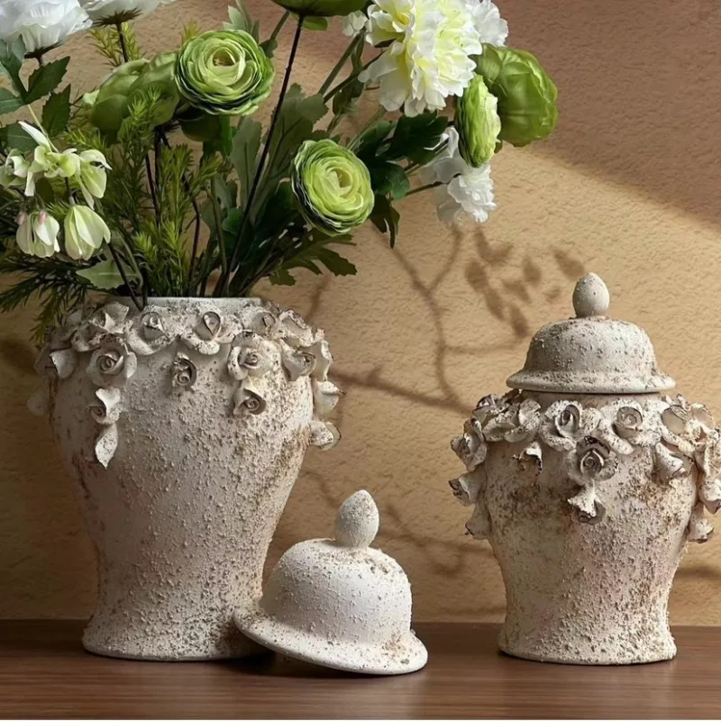 hand-squeezed flowers imitation old ceramic general vase European-style vase handicraft ornament decorative storage tank