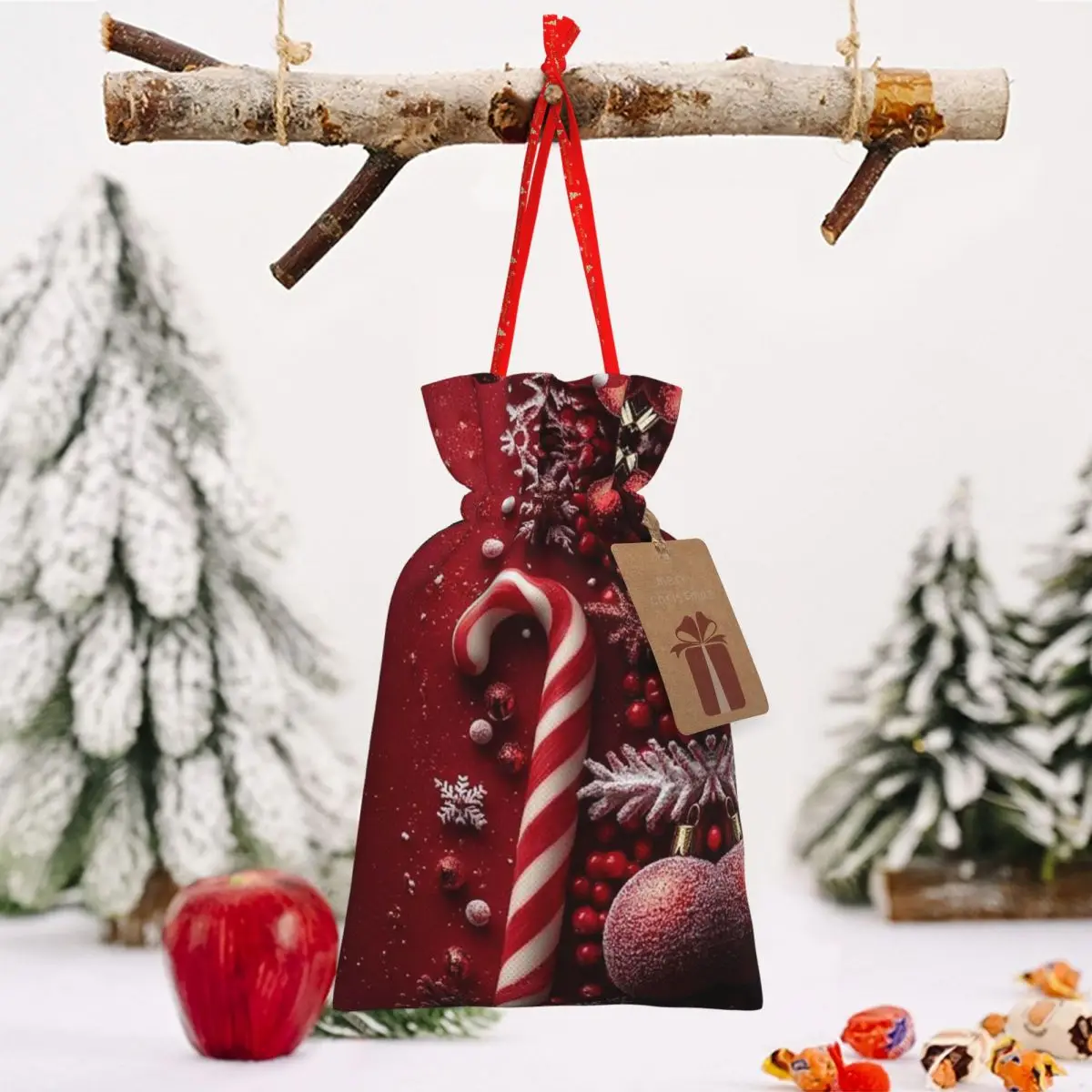 يوم عيد الميلاد عيد الميلاد قصب الحلوى عيد ميلاد سعيد أكياس الكتان سانتا كيس عيد ميلاد سعيد عشية ديكور الحفلات الرباط حقيبة هدايا السنة الجديدة #2