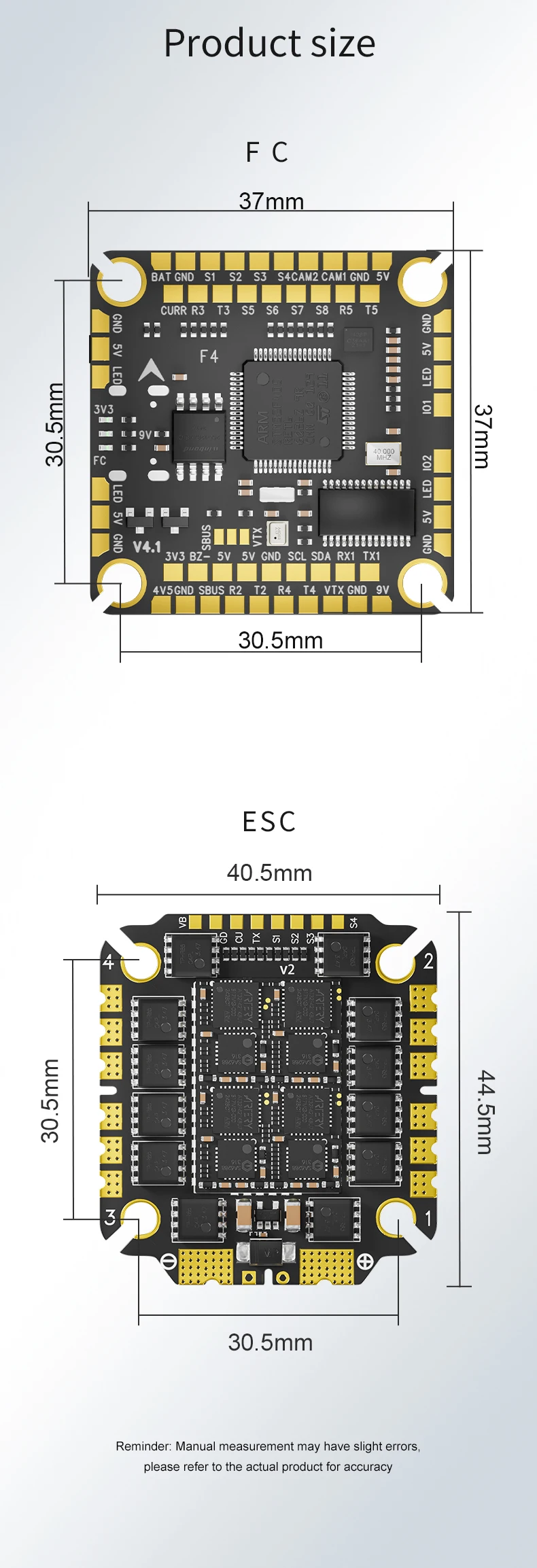 Aocoda-RC F465S V4 Stack F405 V4 FC 65A 4-in-1 ESC 30X30mm ICM42688P für FPV-Renndrohnen – Detail 6