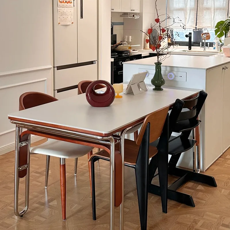 dining table household simple small apartment with rust steel legs for eating dining table and chair combination rectangle