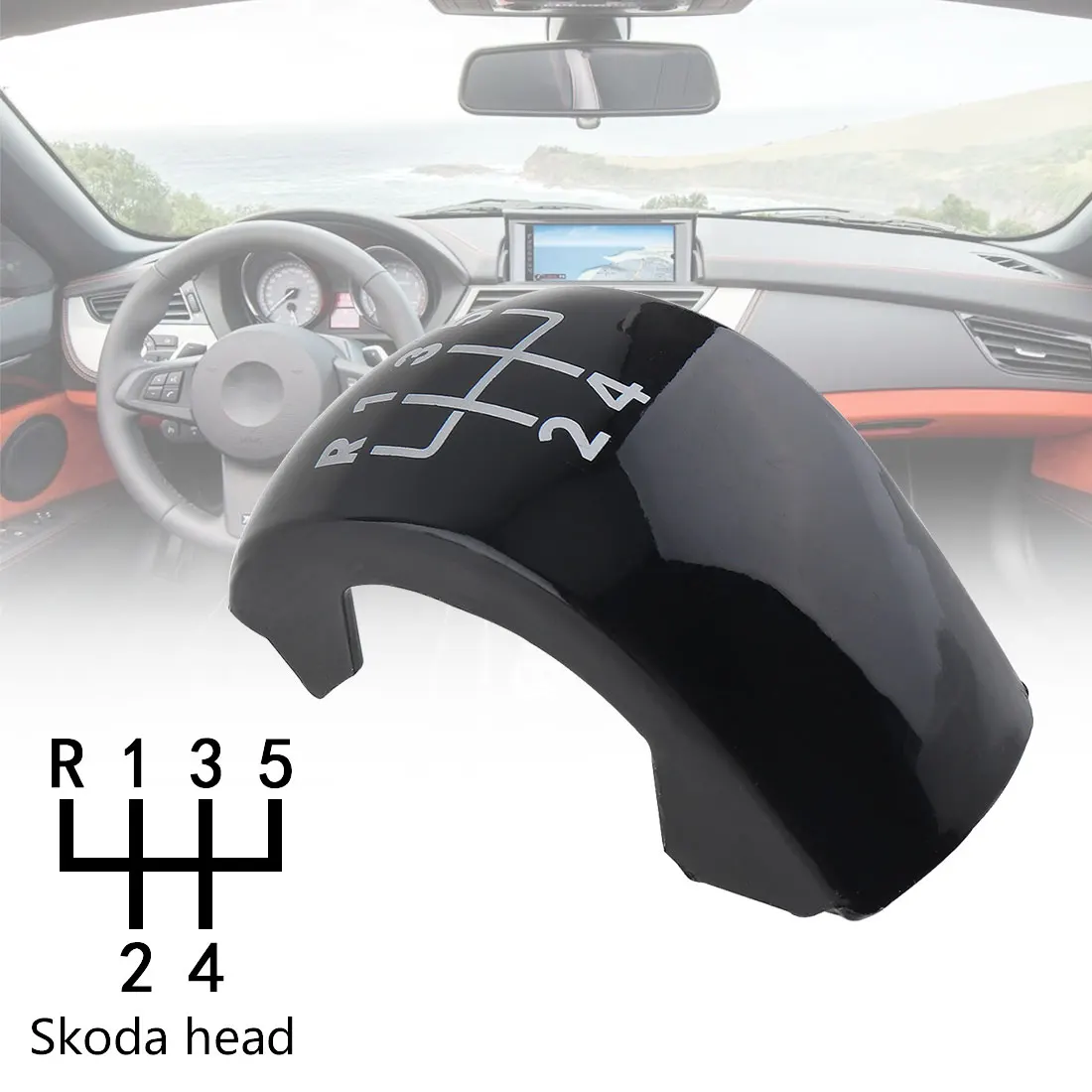 

5 Speed 2 Color Manual Styling ABS Plastic Gear Shifter Shift Lever Knob Stick Handball Head Cover Fit for Skoda / Octavia MK2