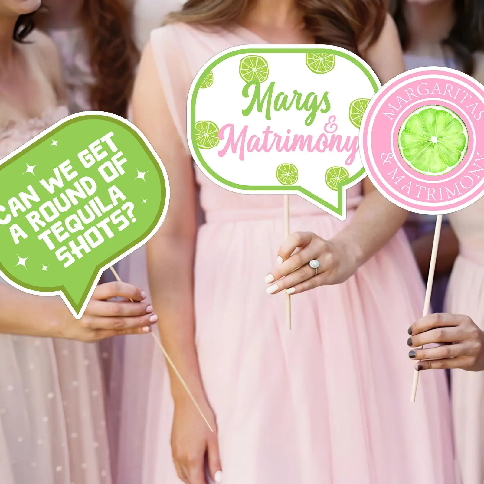 Zestaw rekwizytów do fotobudki Margs and Matrimony, rekwizyty do zdjęć Final Fiesta Margarita Fiesta, artykuły na wieczór panieński