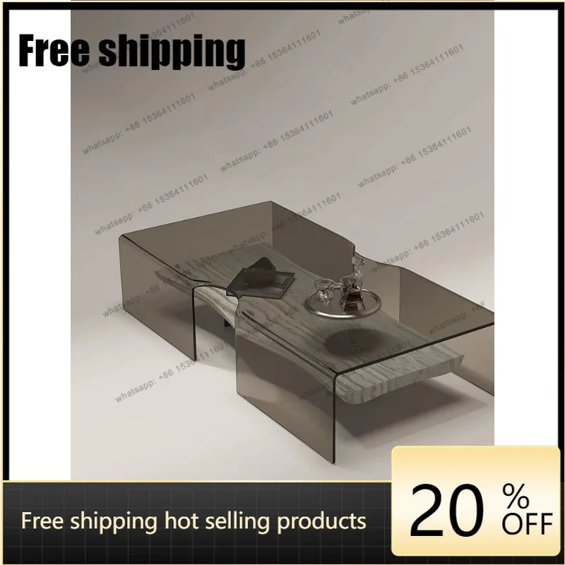 Italian Minimalist Natural Marble Tea Table Modern Minimalist Living Room Glass Creative Coffee Table Factory Direct
