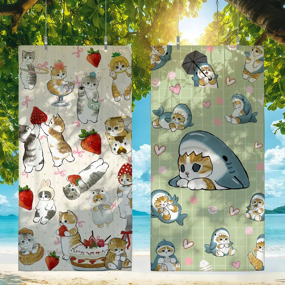 Cartoon Cute Cat M-MoFusand-S Towel For Swim Yoga Gym Quick Drying Soft and skin-friendly Beach Towels All-Season