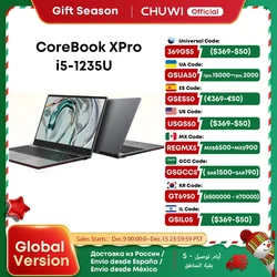 Ноутбук CHUWI CoreBook XPro Core i5-1235U, 10-ядерный игровой ноутбук, 15,6-дюймовый экран FHD, 16 ГБ ОЗУ, 512 ГБ SSD, металлический корпус, ноутбук с вентилятором