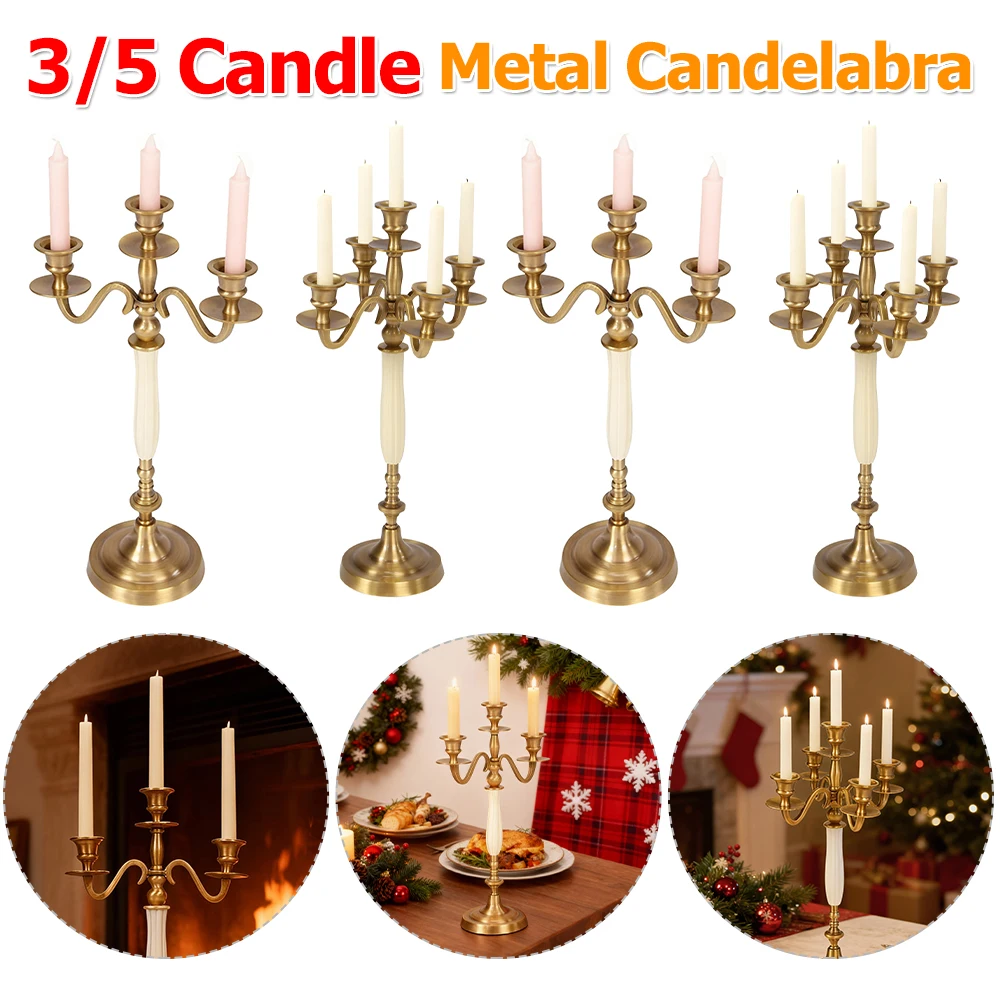 

3/5 Candle Metal Candelabra Candle Holder Wedding Event Candlestick for Wedding Dining Table Xmas Party Home European Decor