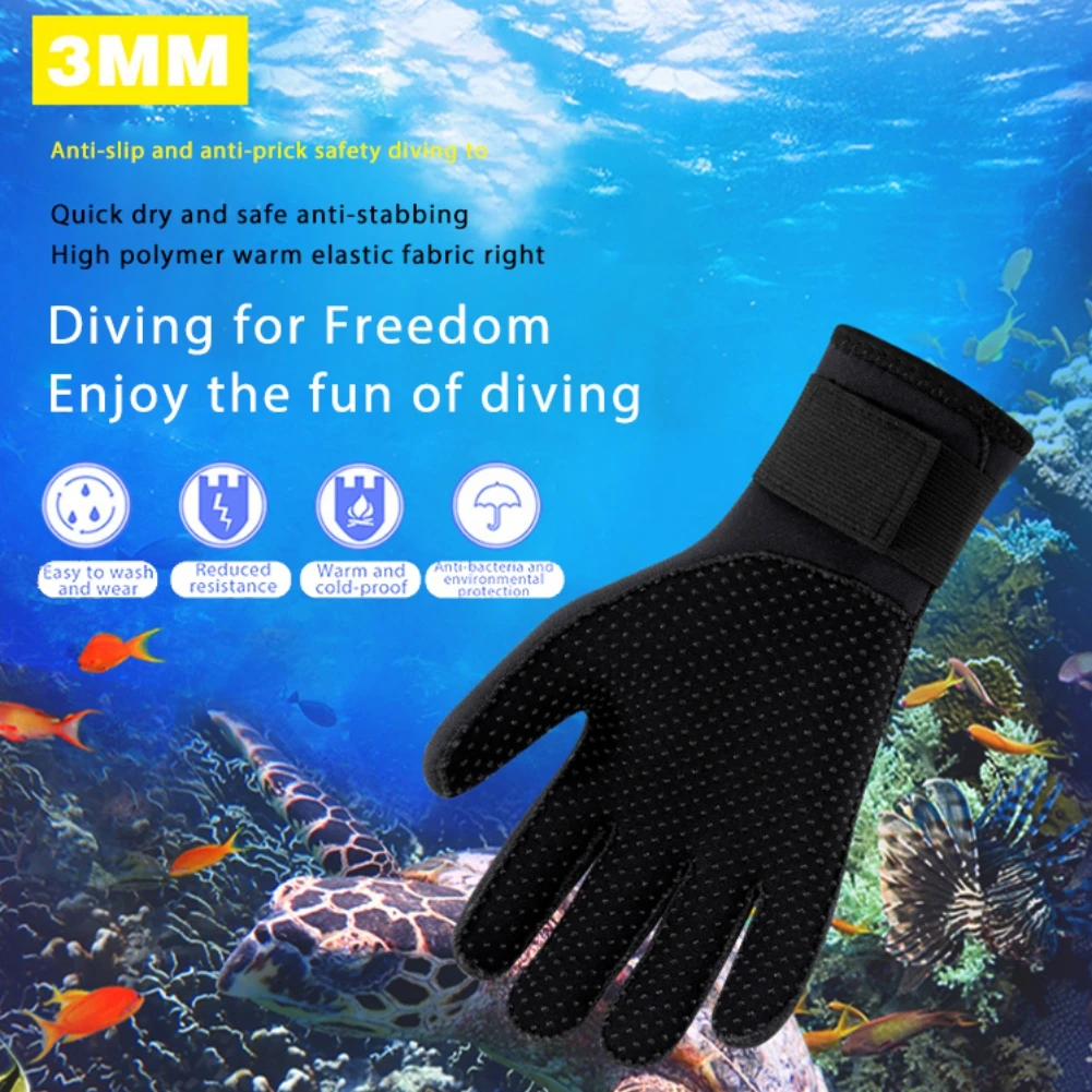 Elastic Scratch Proof Water Diving Gloves Snorkeling Five Finger Warm Wetsuit Non-slip Winter Gloves for Diving Aquatic Sports